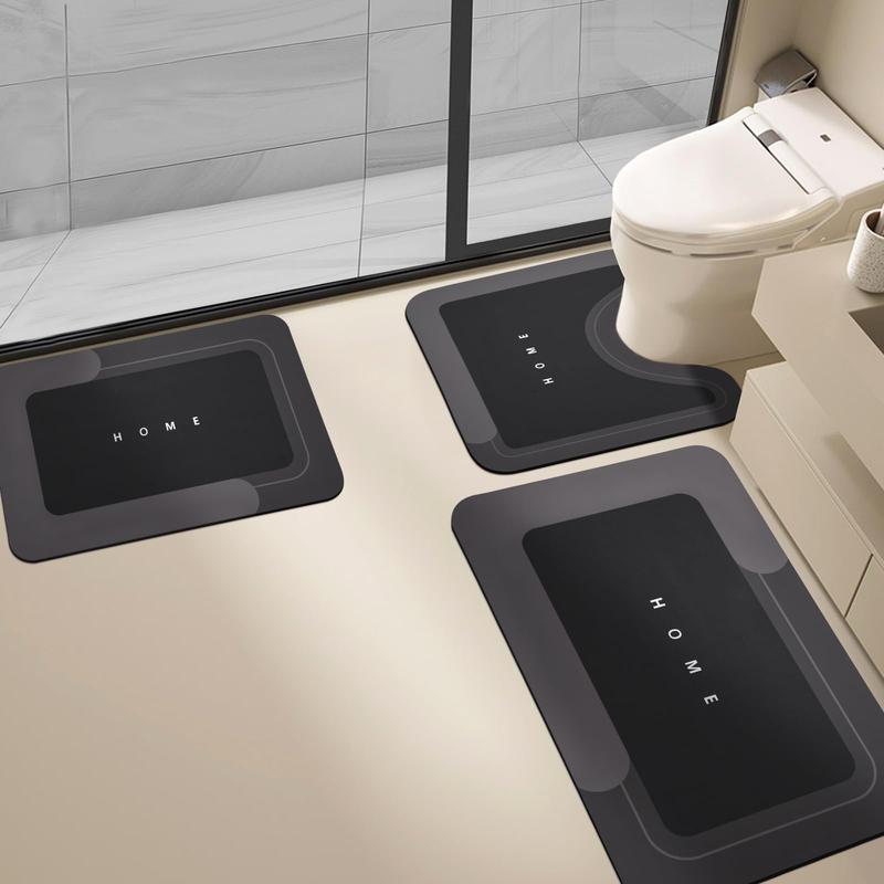 Home Brand Non-Slip Bathroom Mat Set of 1/3 Counts Water Absorbent Rug for Bathroom Living Room Kitchen Laundry Home Decor Hygienic Environment Restroom Accessories - Toilet