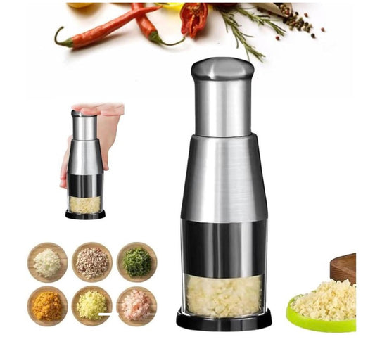 Manual Press Chopper Stainless Steel Garlic Press Mini Vegetable Cutter Dishwasher Safe Multifunctional Kitchen (1 pcs) Fruit Utensils
