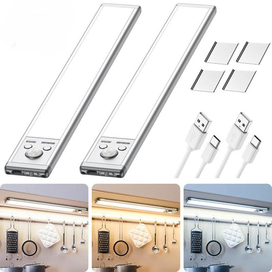 Three-color magnetic night light desk lamp with human body sensing and rechargeable LED light strip, smart light strip