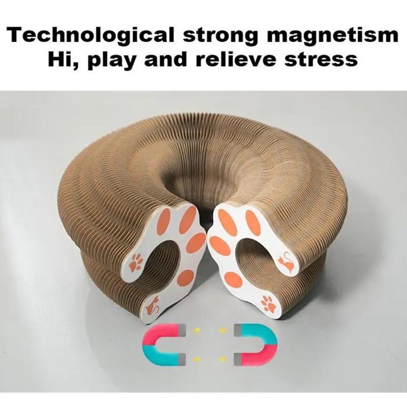 Accordion cat scratching board, foldable cat toy with bell, cat claws, cat climbing frame, corrugated paper self-hilarious scratch-resistant cat bed