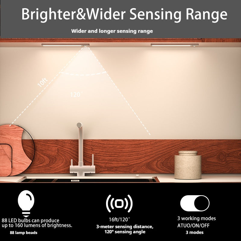 Three-color magnetic night light desk lamp with human body sensing and rechargeable LED light strip, smart light strip