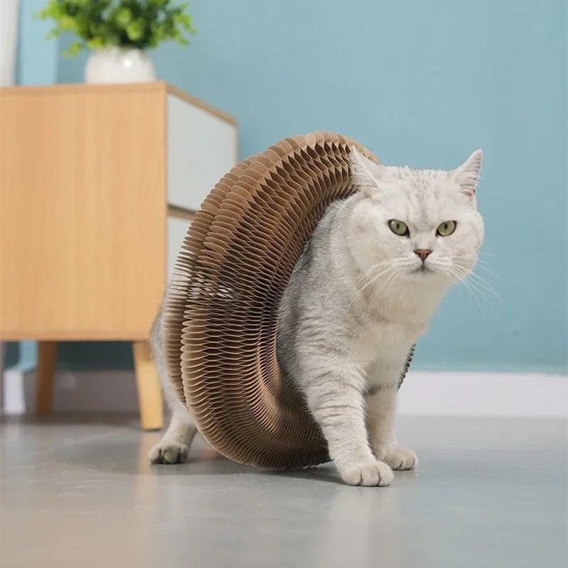 Accordion cat scratching board, foldable cat toy with bell, cat claws, cat climbing frame, corrugated paper self-hilarious scratch-resistant cat bed