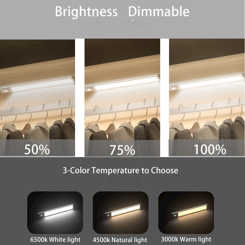 Three-color magnetic night light desk lamp with human body sensing and rechargeable LED light strip, smart light strip