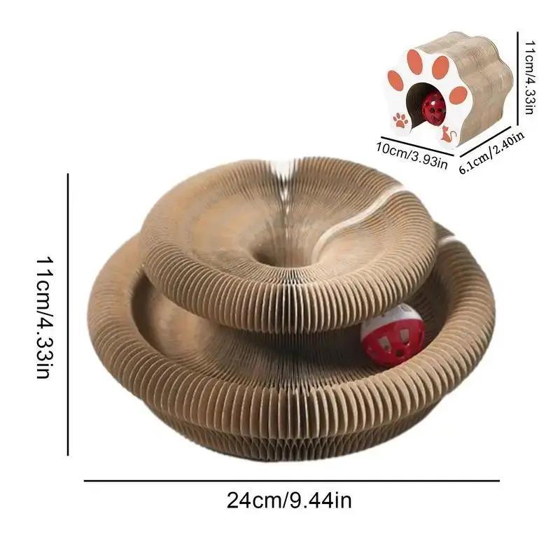 Accordion cat scratching board, foldable cat toy with bell, cat claws, cat climbing frame, corrugated paper self-hilarious scratch-resistant cat bed