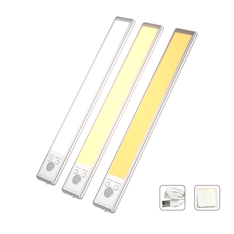 Three-color magnetic night light desk lamp with human body sensing and rechargeable LED light strip, smart light strip