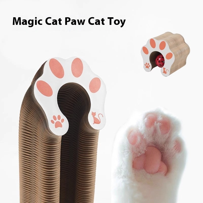 Accordion cat scratching board, foldable cat toy with bell, cat claws, cat climbing frame, corrugated paper self-hilarious scratch-resistant cat bed