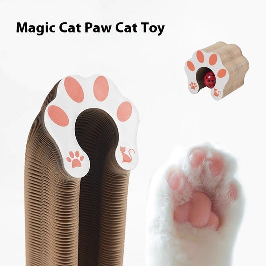 Accordion cat scratching board, foldable cat toy with bell, cat claws, cat climbing frame, corrugated paper self-hilarious scratch-resistant cat bed